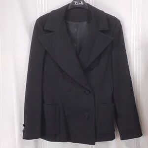 🍒 VTG Black Wide Lapel Double Breasted Tailored Blazer